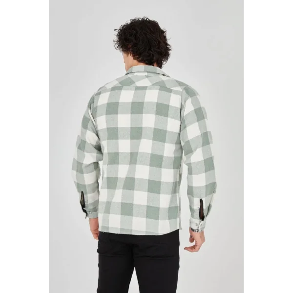 Erkek Uzun Kollu Oduncu Gömlek - Mint Yeşili