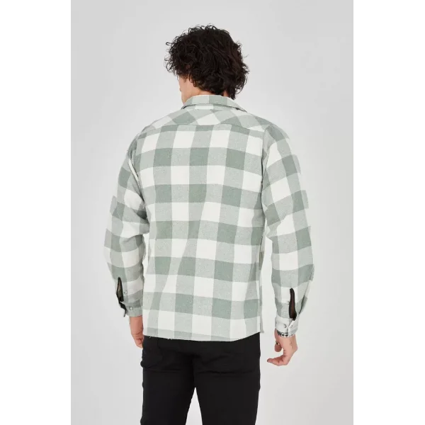Erkek Uzun Kollu Oduncu Gömlek - Mint yeşili