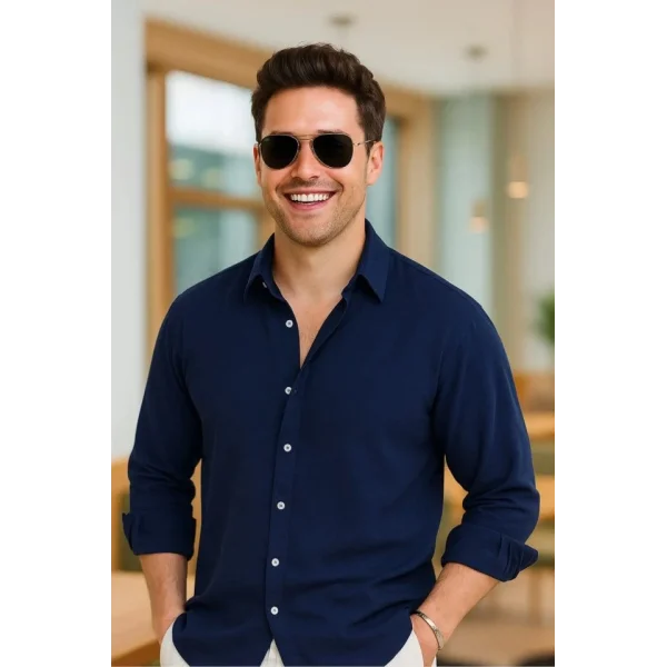 Erkek Uzun Kollu Regular Sofya Keten Gömlek