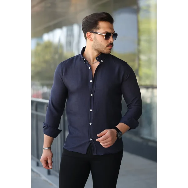 Erkek Uzun Kollu Regular Sofya Keten Gömlek