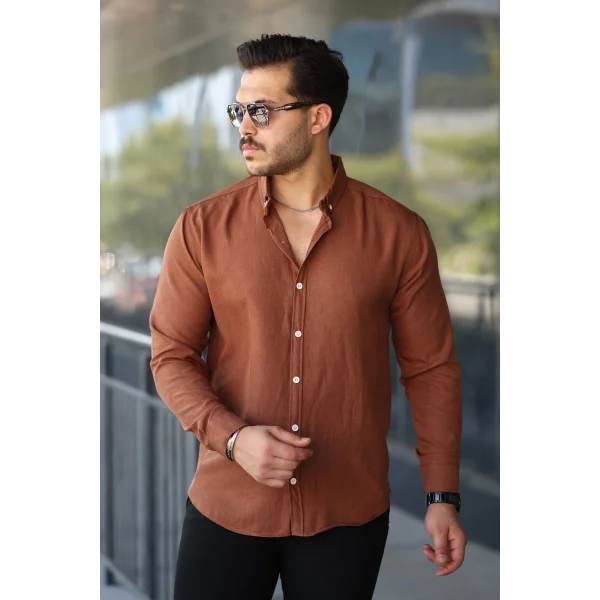 Erkek Uzun Kollu Regular Sofya Keten Gömlek