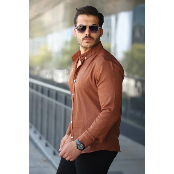 Erkek Uzun Kollu Regular Sofya Keten Gömlek
