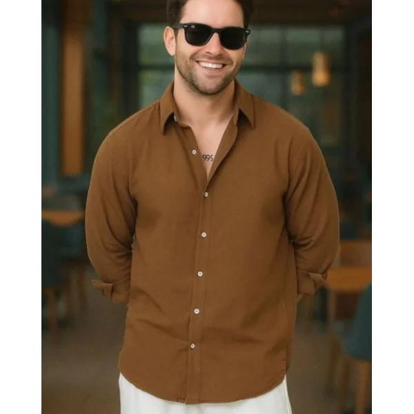 Erkek Uzun Kollu Regular Sofya Keten Gömlek