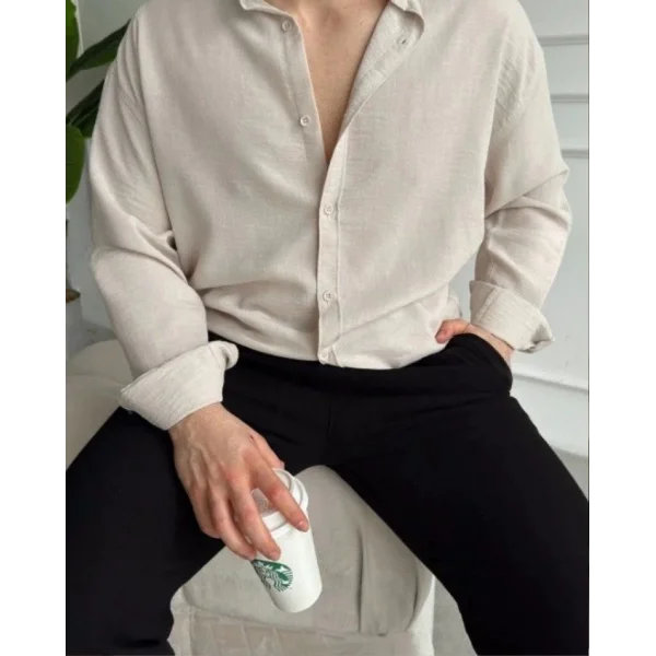 Erkek Uzun Kollu Regular Sofya Keten Gömlek