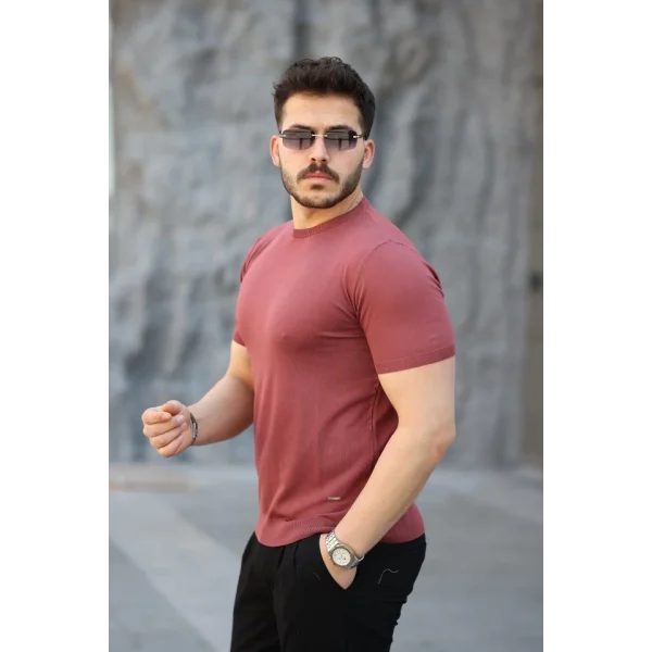 Erkek Viskon Kumaş Bisiklet Yaka Basic Tişört