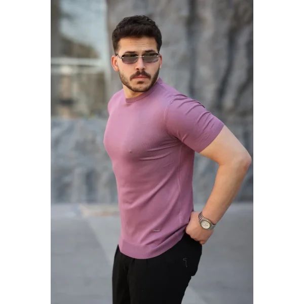 Erkek Viskon Kumaş Bisiklet Yaka Basic Tişört