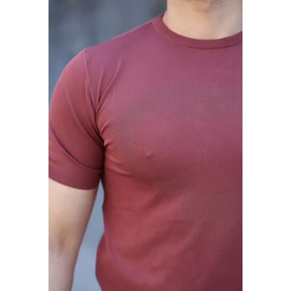 Erkek Viskon Kumaş Bisiklet Yaka Basic Tişört