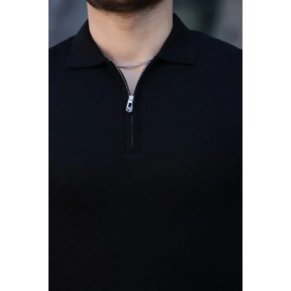 Erkek Viskon Kumaş Polo Yaka Desenli Tişört