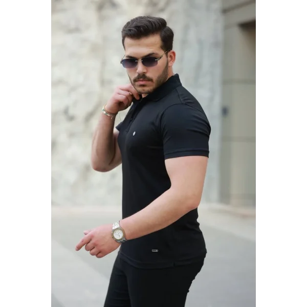 Erkek Yakalı Arma Detaylı Kısa Kollu Tişört