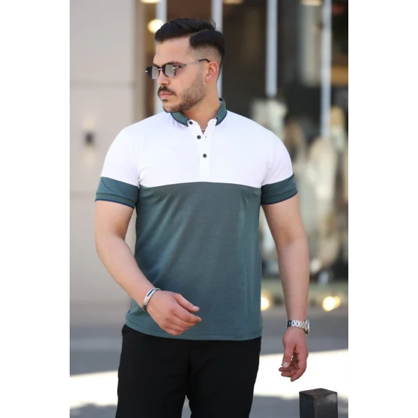 Erkek Yakalı çift Renk Kısa Kollu T-shirt