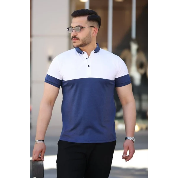Erkek Yakalı çift Renk Kısa Kollu T-shirt
