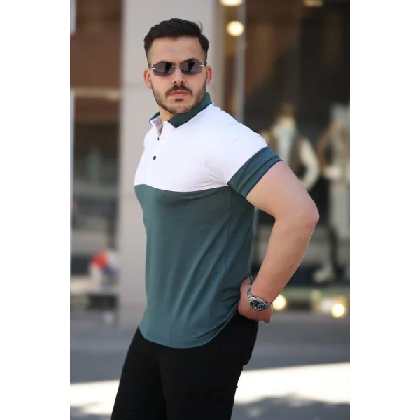 Erkek Yakalı çift Renk Kısa Kollu T-shirt