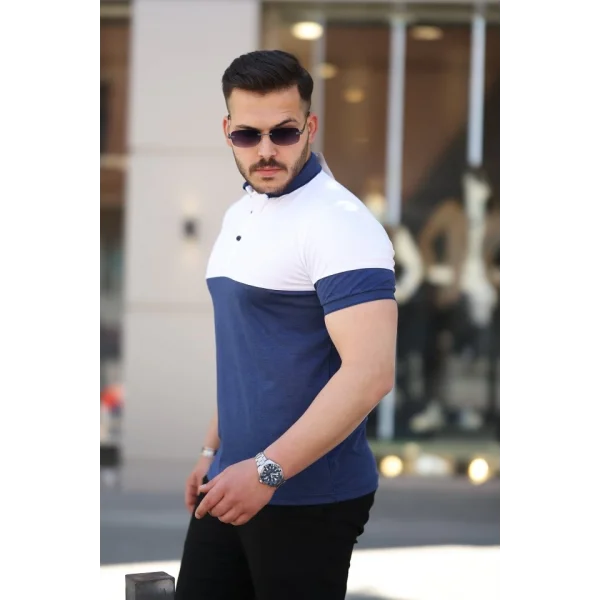 Erkek Yakalı çift Renk Kısa Kollu T-shirt