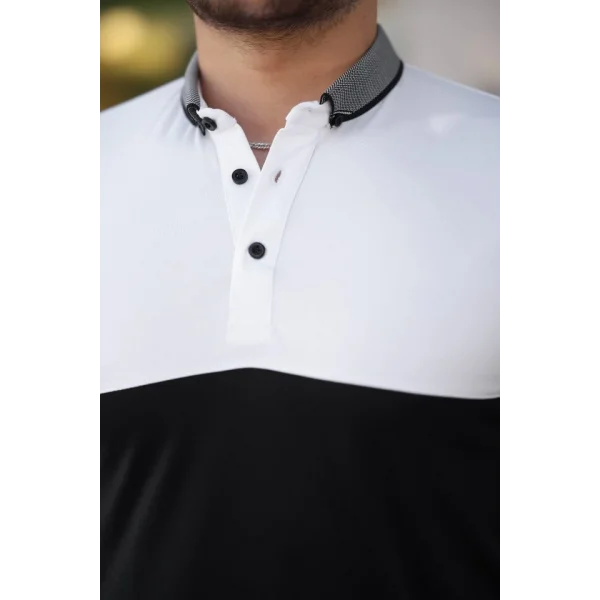 Erkek Yakalı çift Renk Kısa Kollu T-shirt