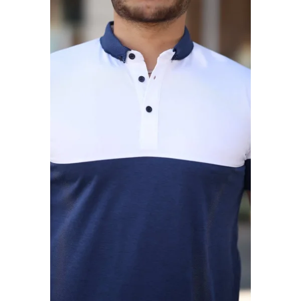 Erkek Yakalı çift Renk Kısa Kollu T-shirt