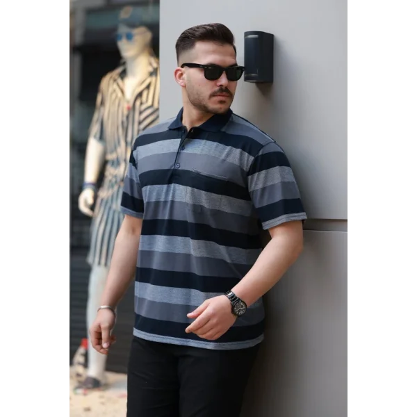 Erkek Yakalı çok Renkli Kısa Kollu T-shirt