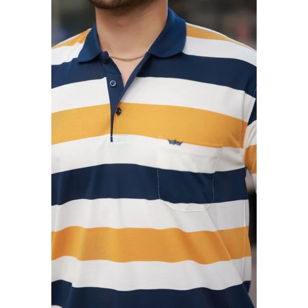 Erkek Yakalı çok Renkli Kısa Kollu T-shirt