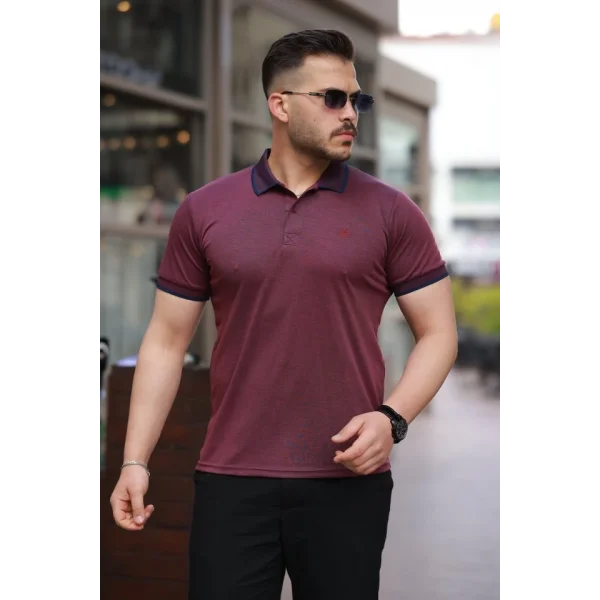 Erkek Yakalı Kagi Kumaş Kısa Kollu T-shirt