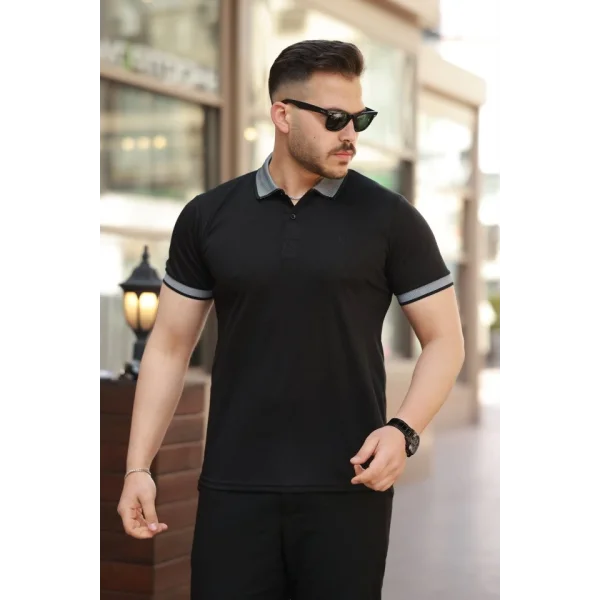 Erkek Yakalı Kagi Kumaş Kısa Kollu T-shirt