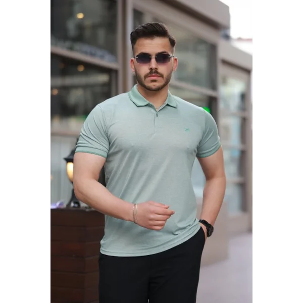 Erkek Yakalı Kagi Kumaş Kısa Kollu T-shirt