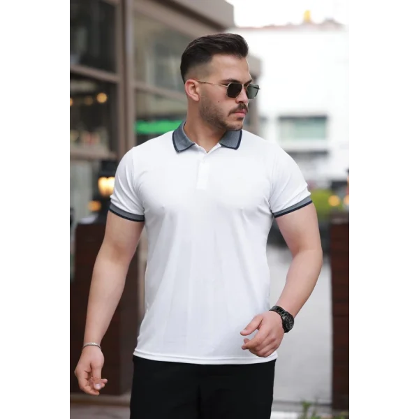 Erkek Yakalı Kagi Kumaş Kısa Kollu T-shirt