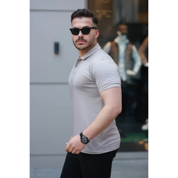 Erkek Yakalı Kagi Kumaş Kısa Kollu T-shirt