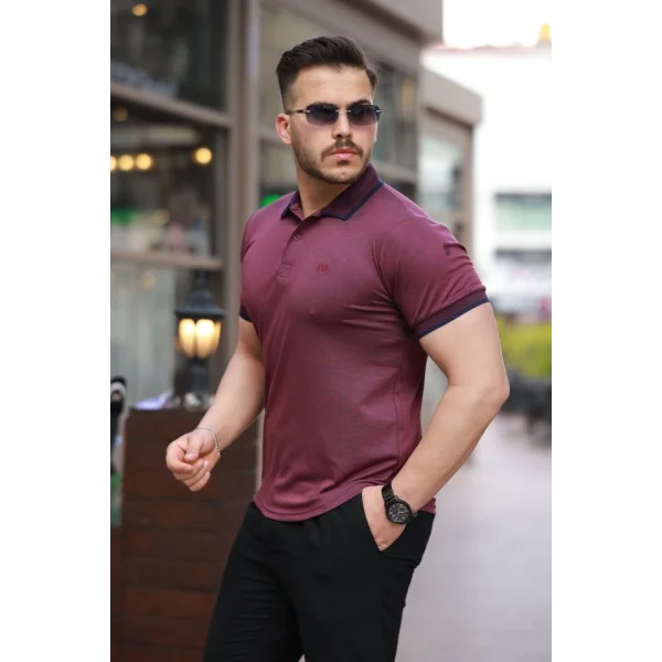 Erkek Yakalı Kagi Kumaş Kısa Kollu T-shirt