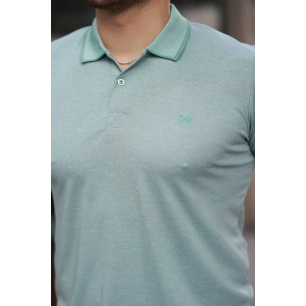 Erkek Yakalı Kagi Kumaş Kısa Kollu T-shirt