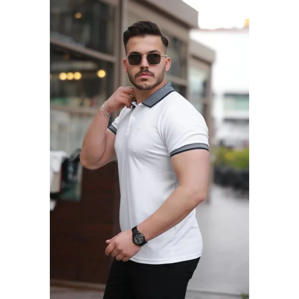 Erkek Yakalı Kagi Kumaş Kısa Kollu T-shirt