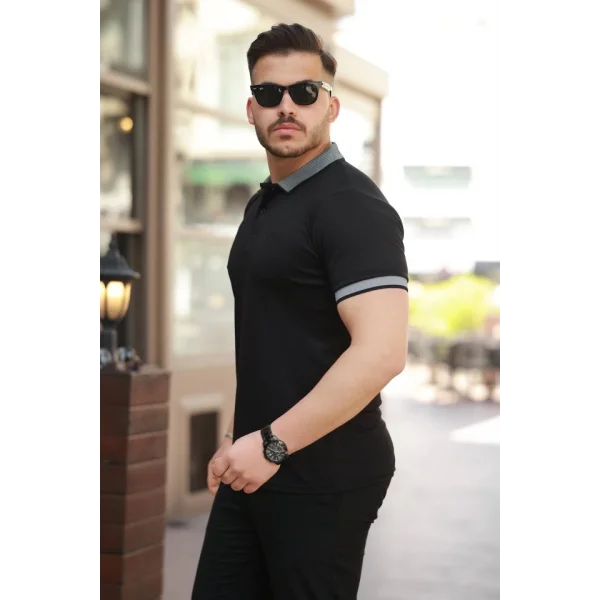 Erkek Yakalı Kagi Kumaş Kısa Kollu T-shirt