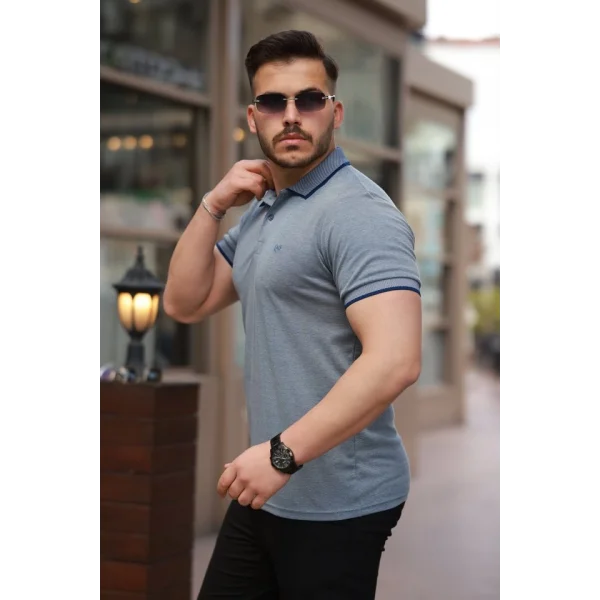 Erkek Yakalı Kagi Kumaş Kısa Kollu T-shirt