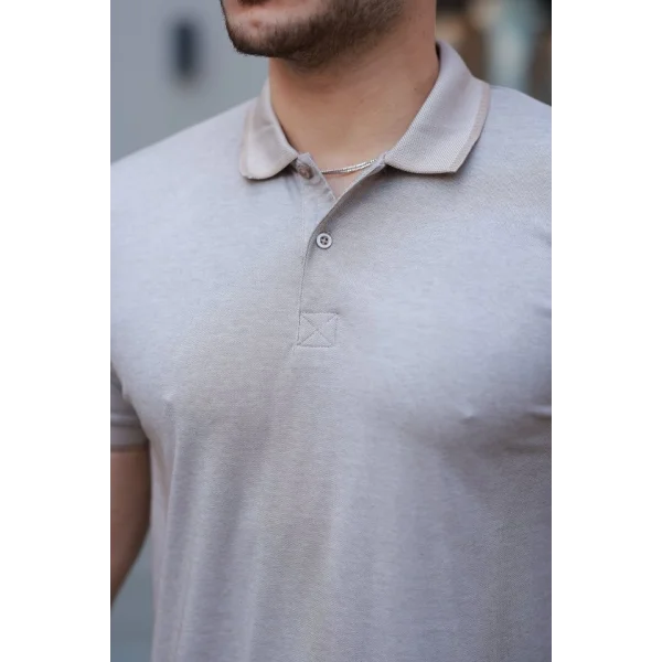 Erkek Yakalı Kagi Kumaş Kısa Kollu T-shirt