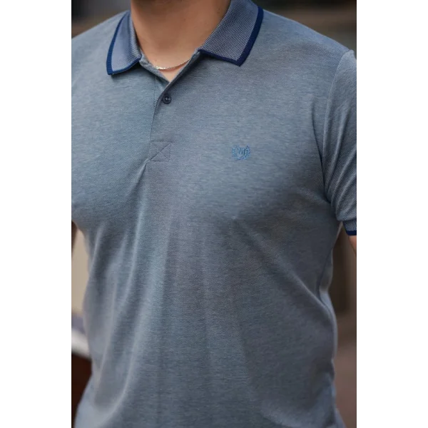 Erkek Yakalı Kagi Kumaş Kısa Kollu T-shirt