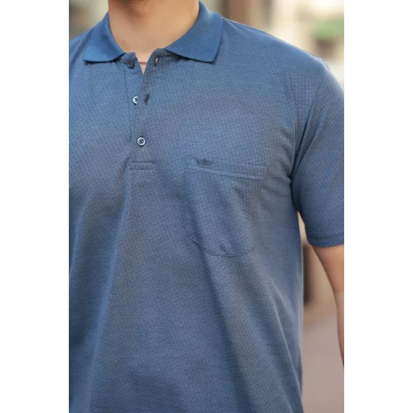 Erkek Yakalı Mini Jakarlı Kısa Kollu T-shirt