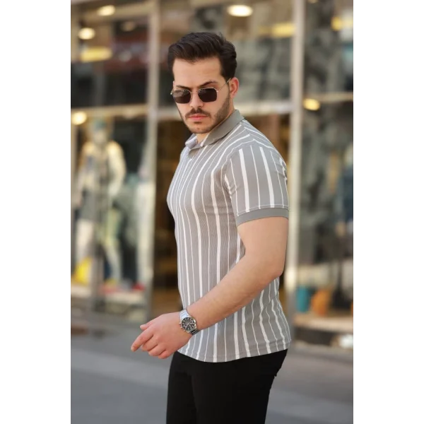 Erkek Yakalı örme Kumaş Kısa Kollu T-shirt