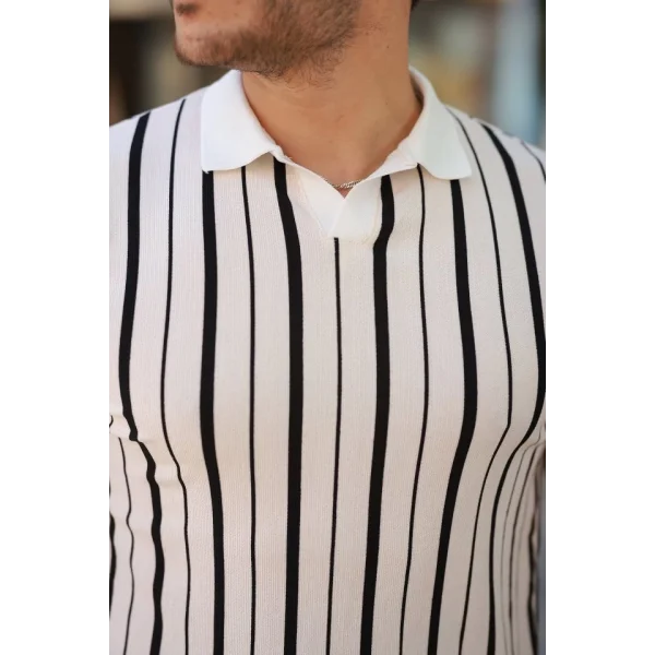 Erkek Yakalı örme Kumaş Kısa Kollu T-shirt