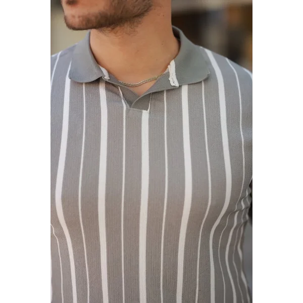 Erkek Yakalı örme Kumaş Kısa Kollu T-shirt