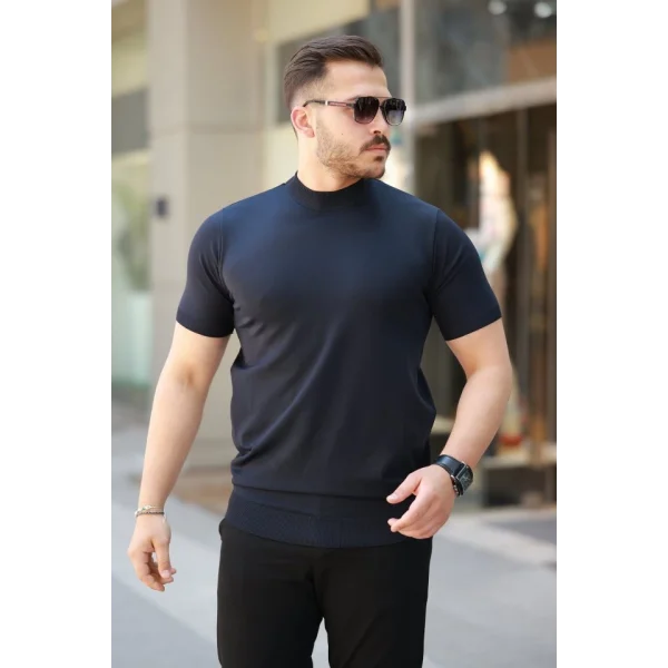 Erkek Yarım Balıkçı Yaka Kısa Kollu Tişört