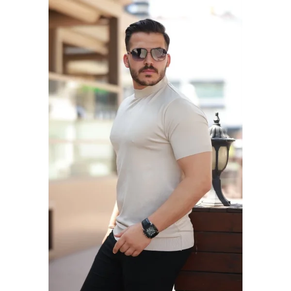 Erkek Yarım Balıkçı Yaka Kısa Kollu Tişört