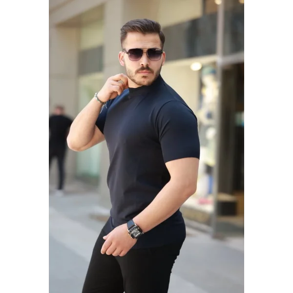 Erkek Yarım Balıkçı Yaka Kısa Kollu Tişört