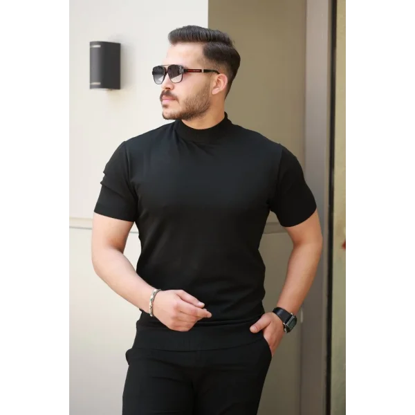 Erkek Yarım Balıkçı Yaka Kısa Kollu Tişört