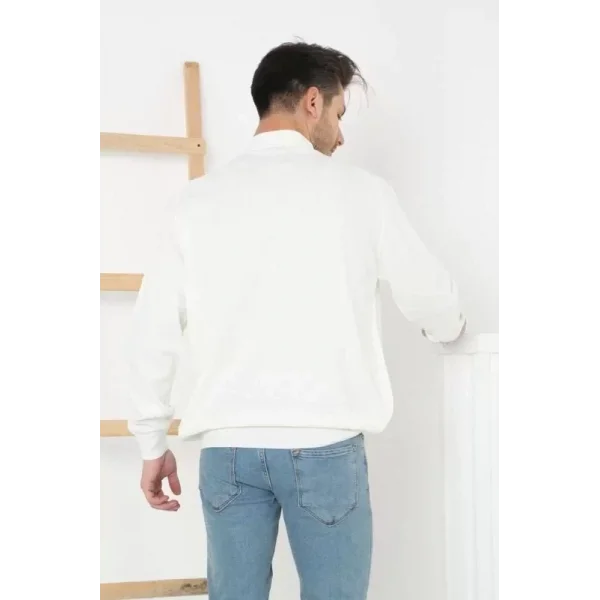 Erkek Yarım Balıkçı Yaka Triko Kazak - Beyaz
