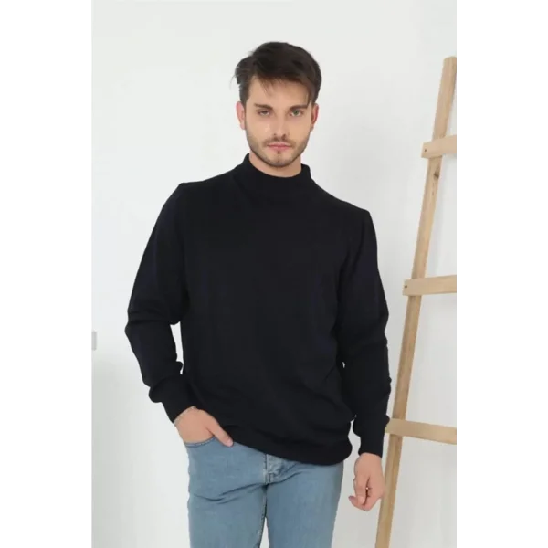 Erkek Yarım Balıkçı Yaka Triko Kazak - Lacivert