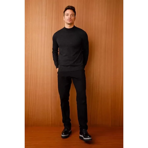 Erkek Yarım Balıkçı Yaka Triko Kazak - Lacivert