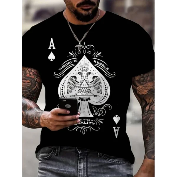 Erkekkısa Kollu Yuvarlak Yaka Desenli Viskon T-shirt