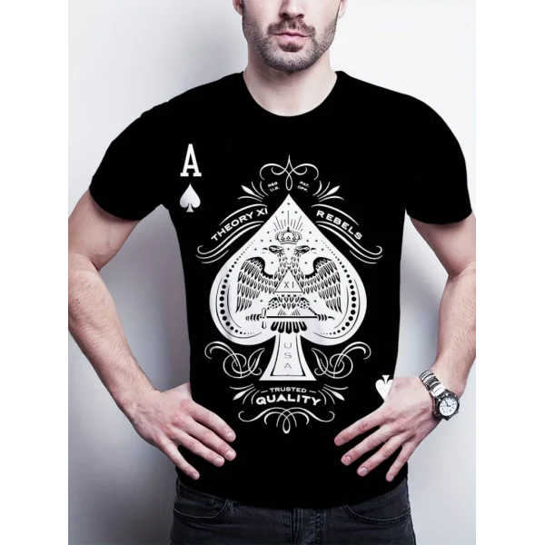 Erkekkısa Kollu Yuvarlak Yaka Desenli Viskon T-shirt