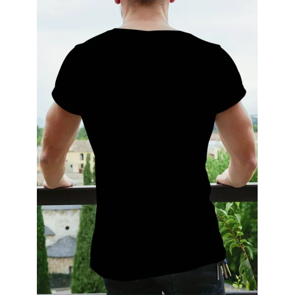 Erkekkısa Kollu Yuvarlak Yaka Desenli Viskon T-shirt