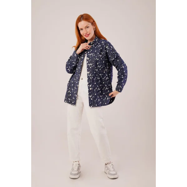 Eskitme Görünümlü Denim avi Gömlek