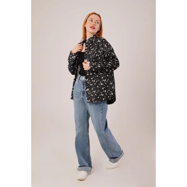 Eskitme Görünümlü Denim iyah Gömlek