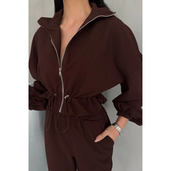 EŞOFMAN TAKIM GİFT KUMAŞ - Kahverengi